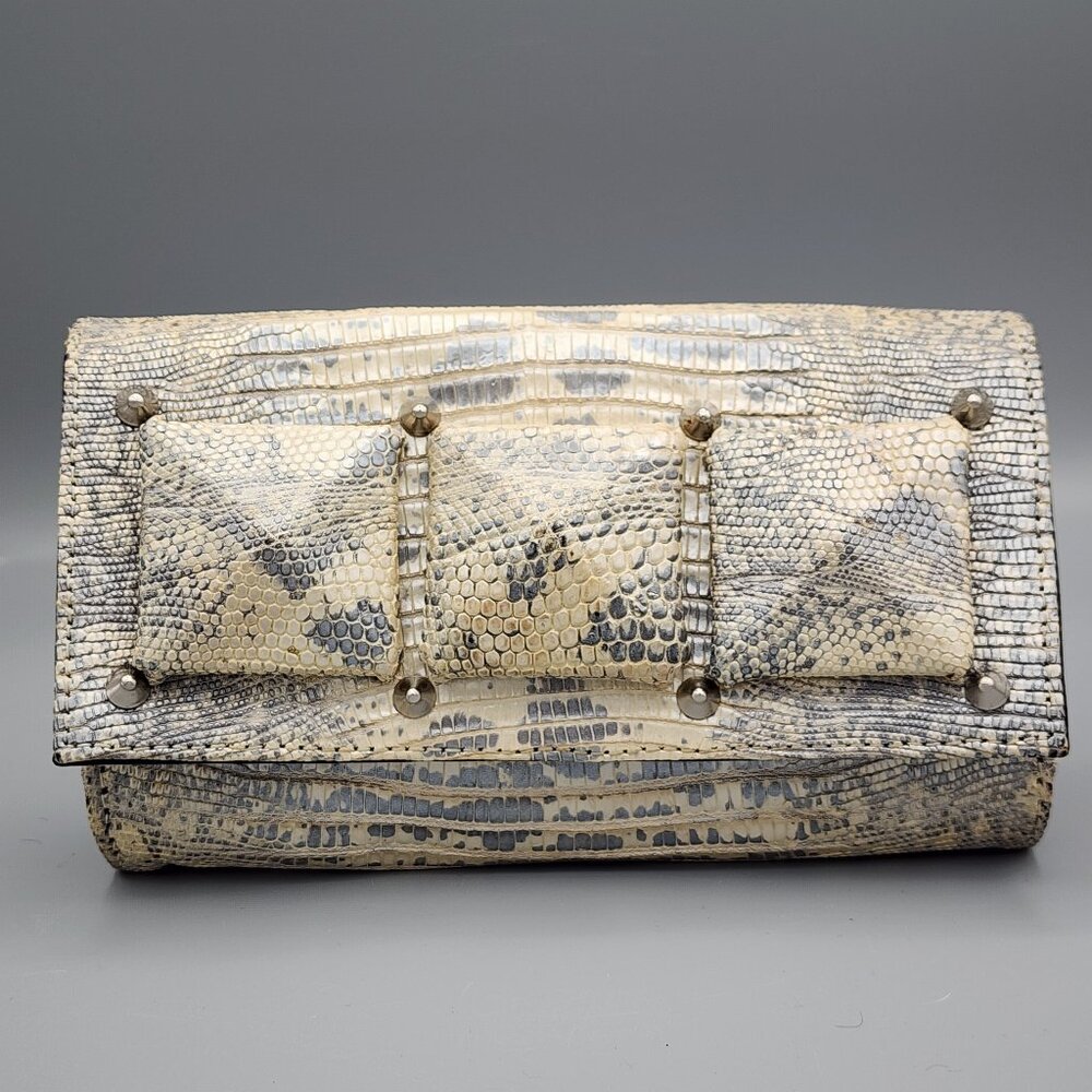 Kelly Locke Los Angeles Anaconda Exotic Skin Pyramid Clutch
